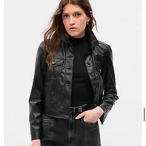 GAP PUFF SLEEVE LEATHER JACKET